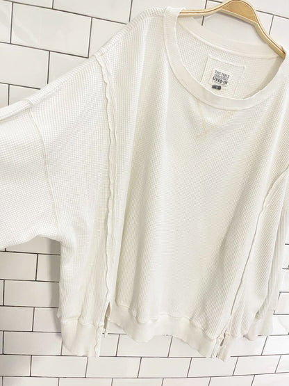 ae seriously lived in ovesized waffle sweatshirt - good market thrift store