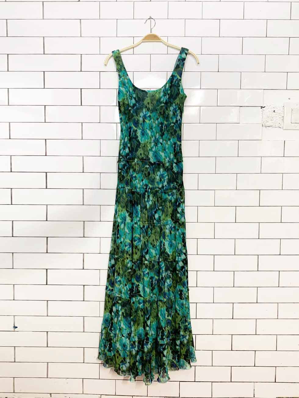 vintage jones new york floral tiered chiffon a-line maxi dress