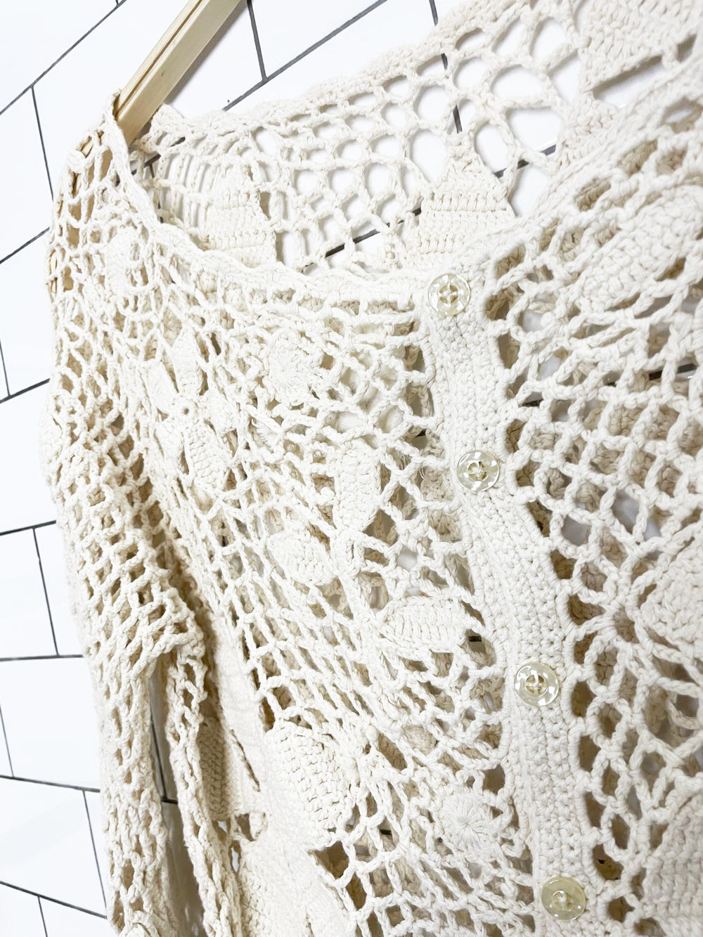 angel of the north crochet floral knit button back top | anthropologie