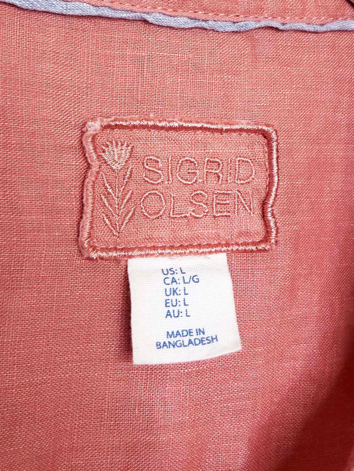 sigrid olsen 100% linen v-neck shell-button shirt