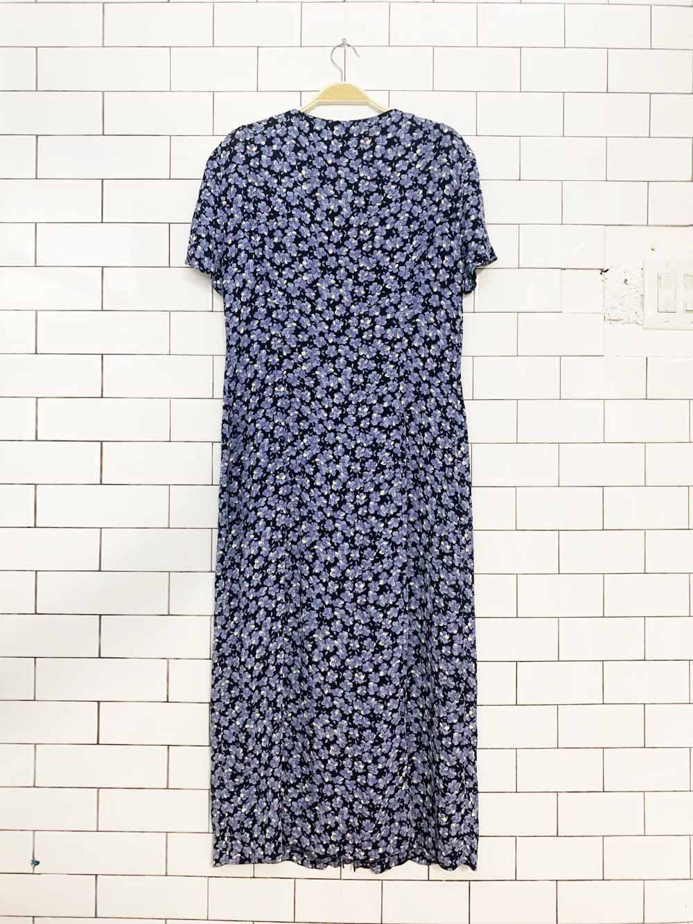 vintage 00s anne klein floral full button maxi dress | made in usa