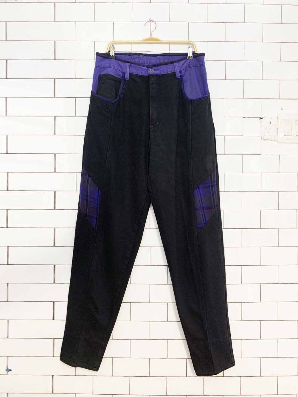 vintage 90s zip code patchwork colour block jeans