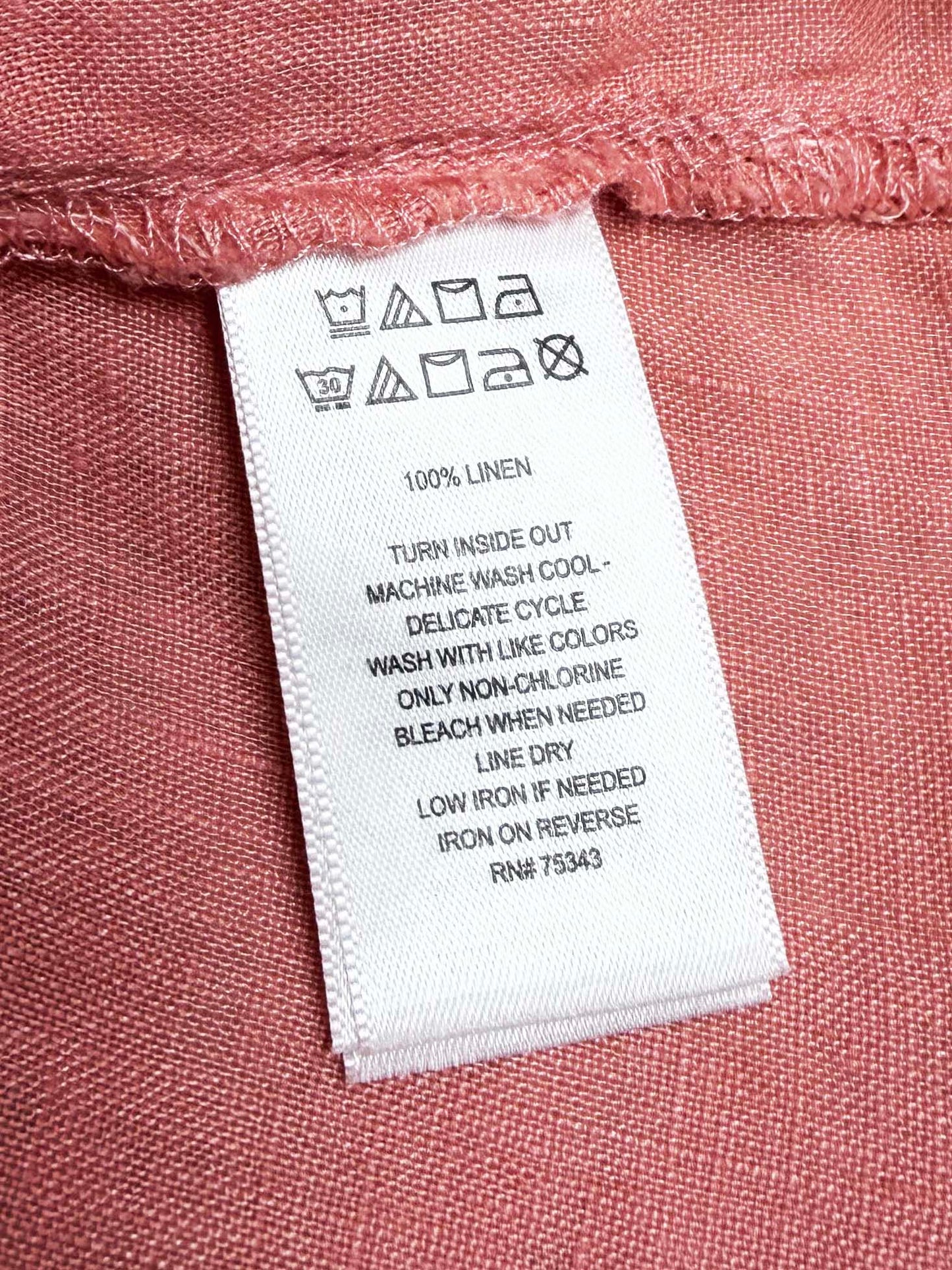 sigrid olsen 100% linen v-neck shell-button shirt