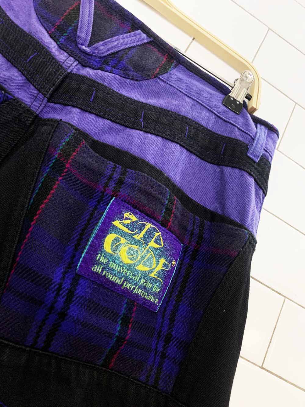 vintage 90s zip code patchwork colour block jeans