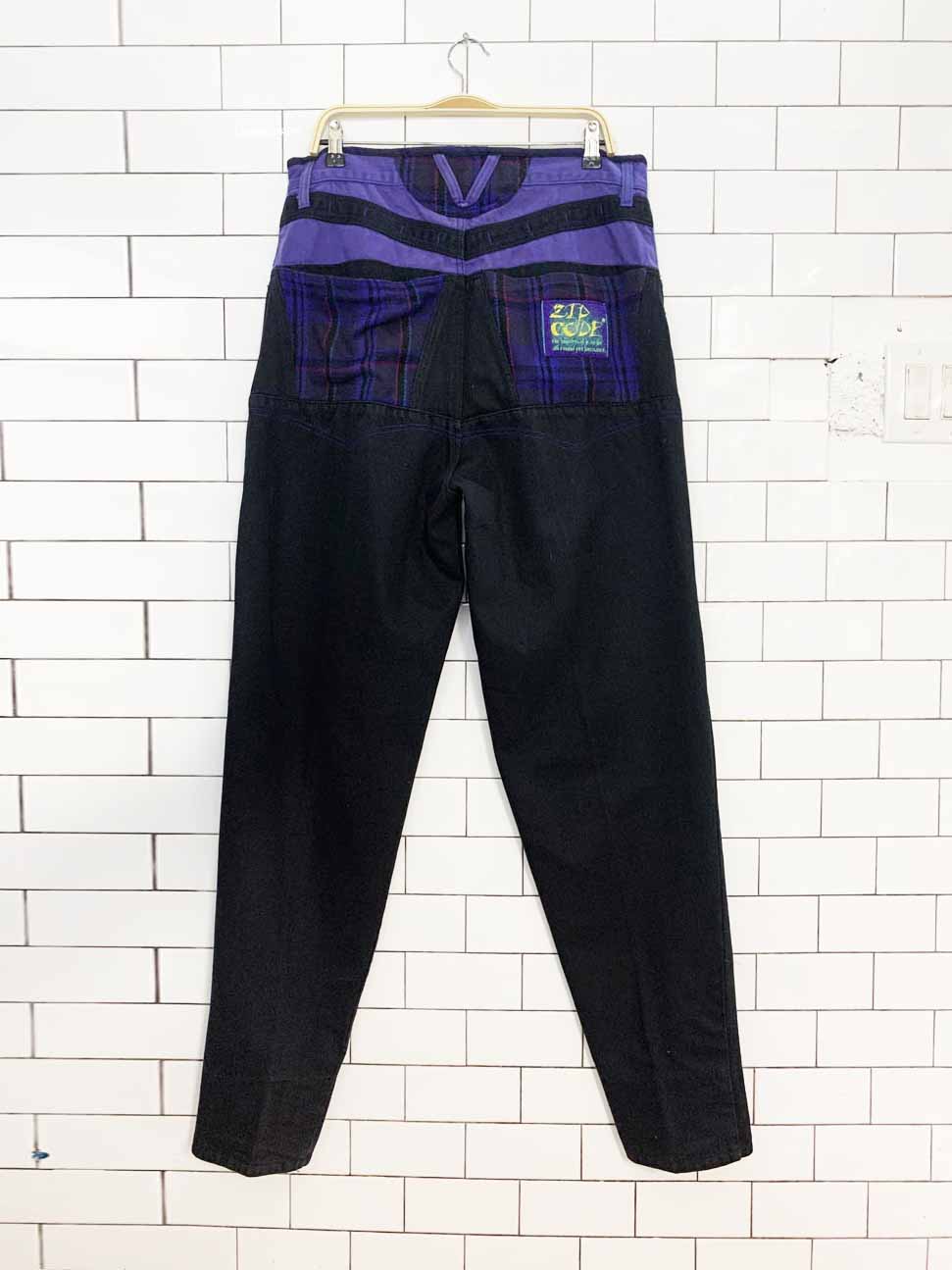 vintage 90s zip code patchwork colour block jeans