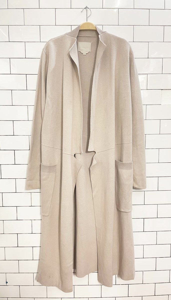 soia & kyo wool - blend benela mist knit open long cardigan - good market thrift store