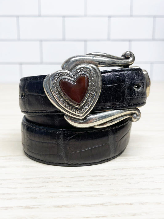 vintage 90s brighton southwestern heart buckle leather belt
