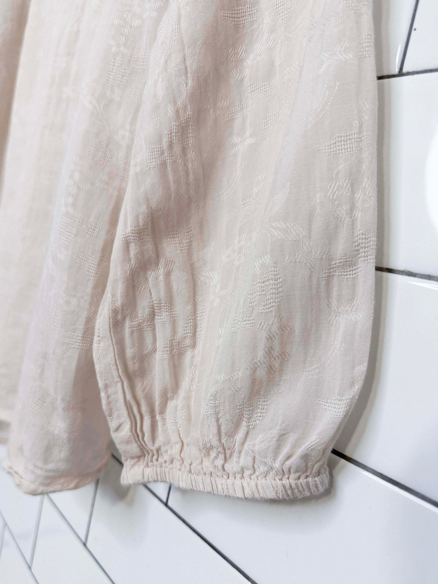 velvet by graham & spencer lace-insert balloon sleeve blouse | made in India | anthropologie