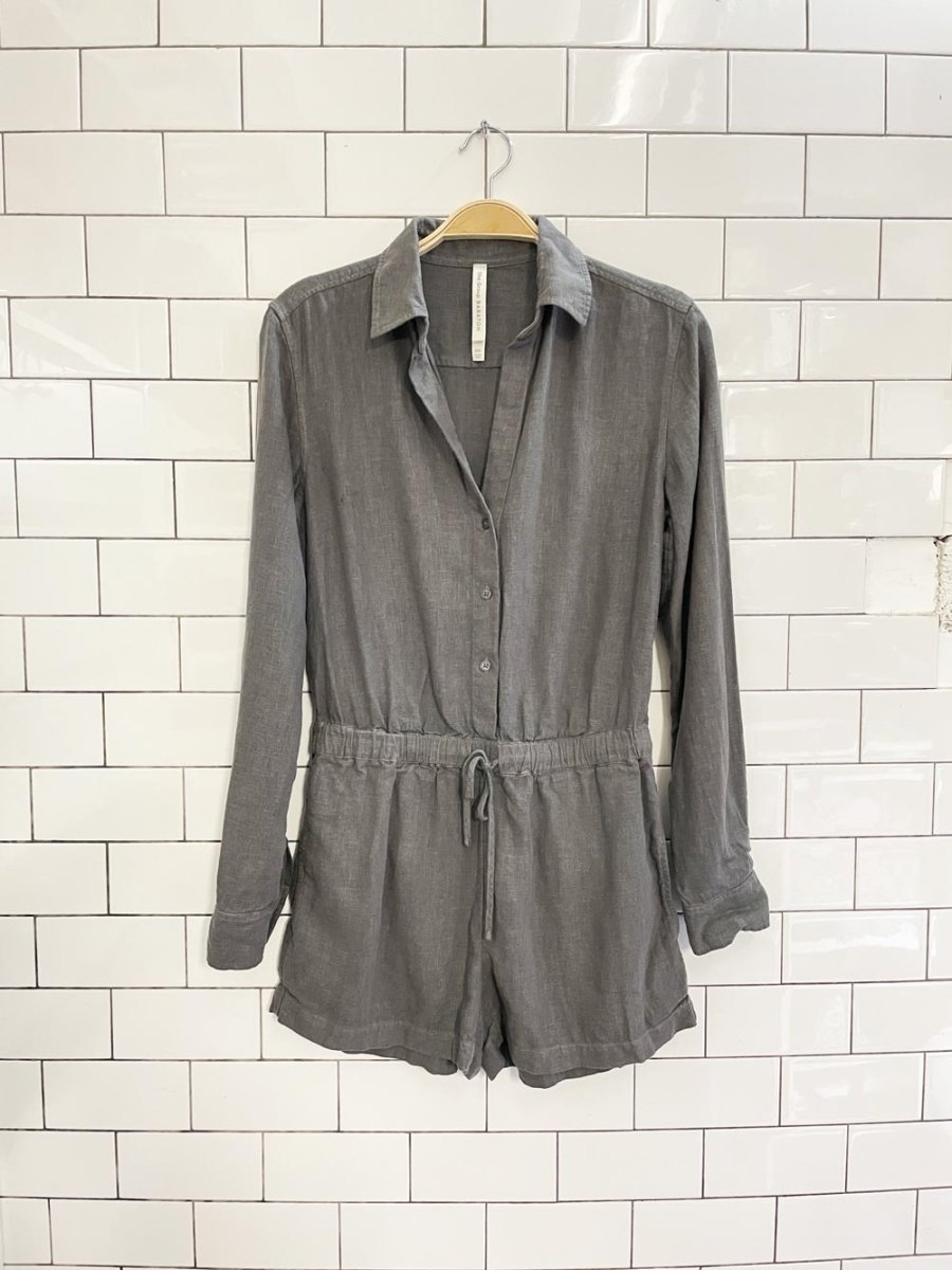 the group babaton linen - blend long sleeve romper - good market thrift store