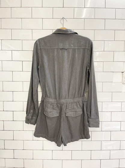 the group babaton linen - blend long sleeve romper - good market thrift store