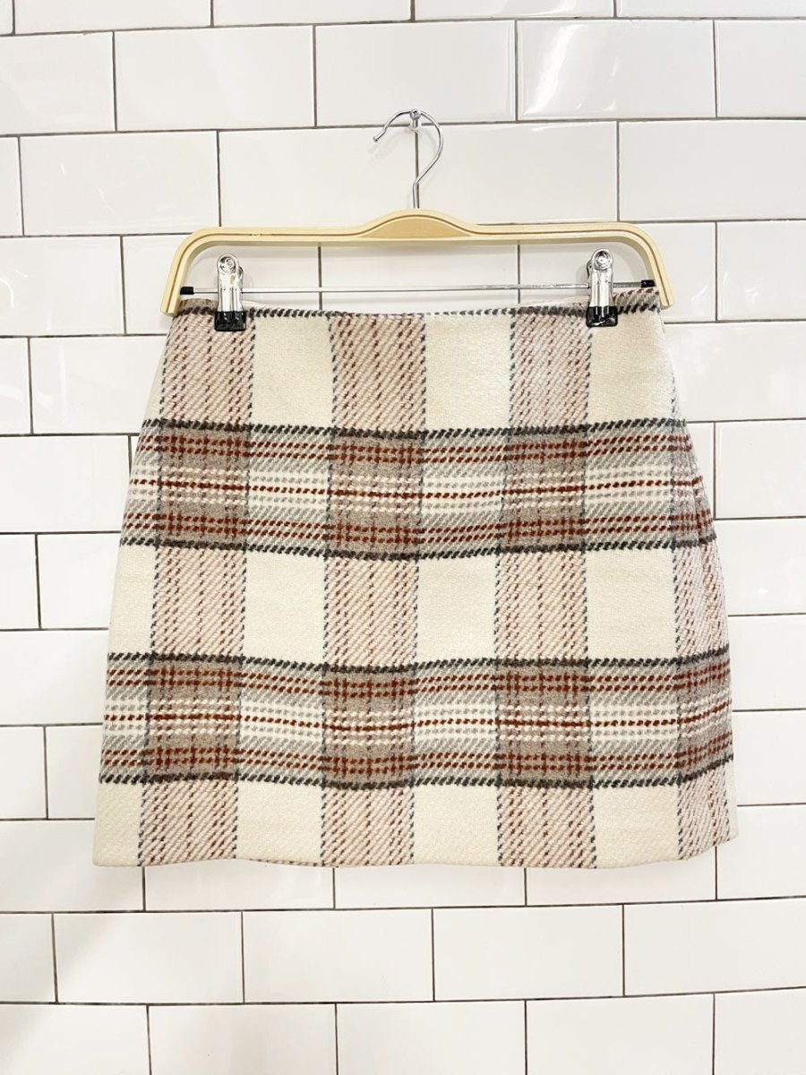 nwt h&m wool - blend plaid mini skirt - good market thrift store