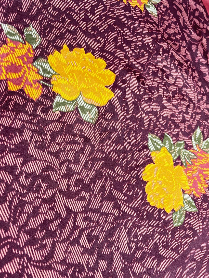 vintage 80s celvin water silk floral xl poly scarf