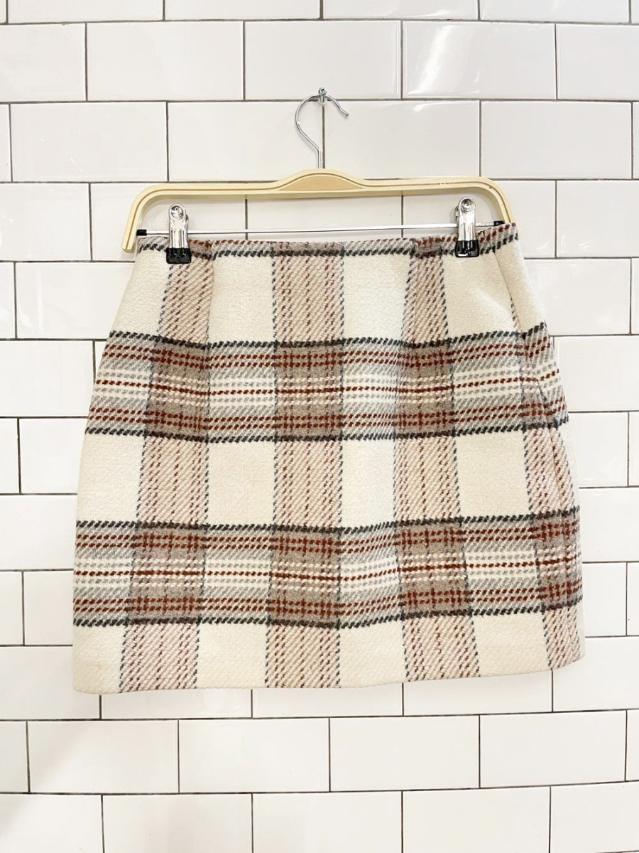 nwt h&m wool - blend plaid mini skirt - good market thrift store