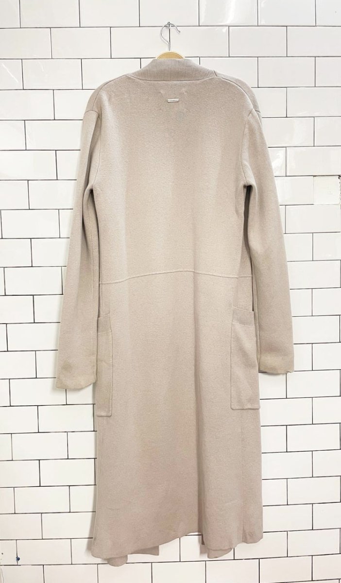 soia & kyo wool - blend benela mist knit open long cardigan - good market thrift store
