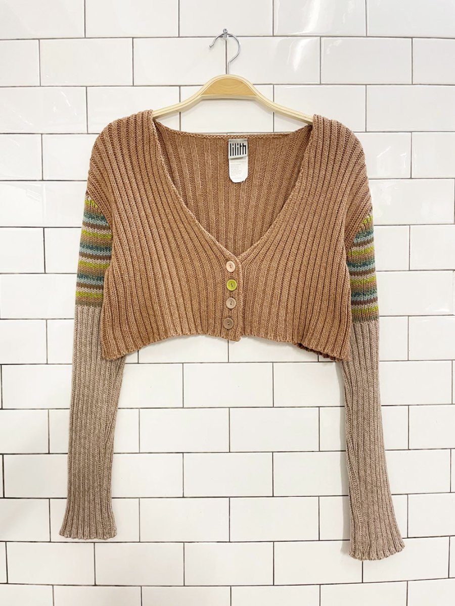vintage 00s lilith boho knit mini crop cardigan | made in France - good market thrift store