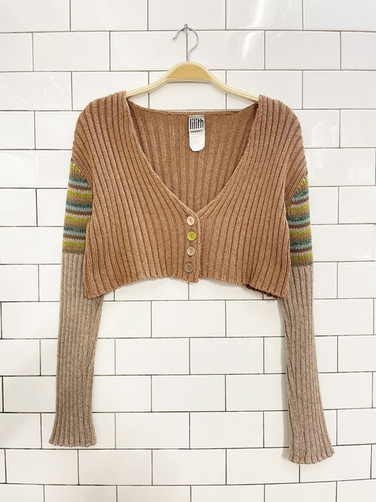 vintage 00s lilith boho knit mini crop cardigan | made in France - good market thrift store