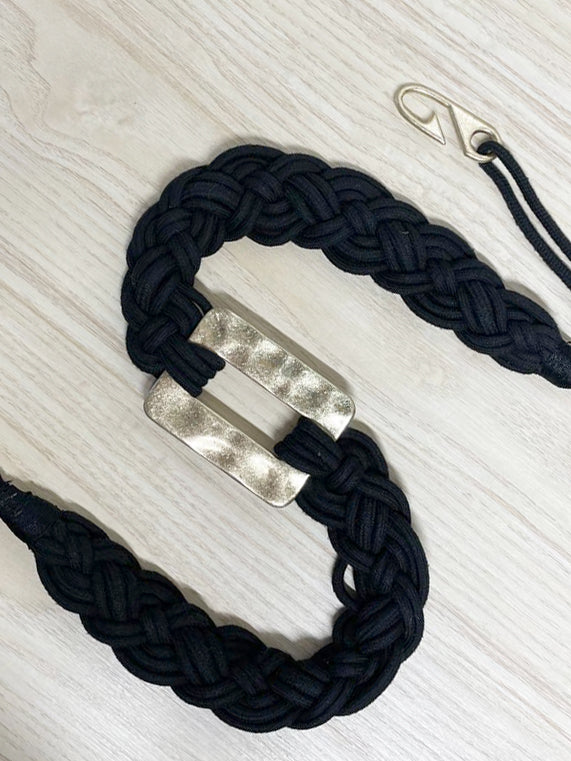 vintage braided rope + buckle waist belt