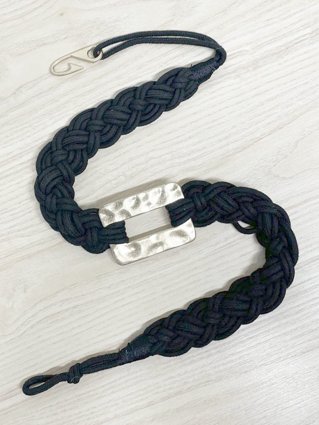 vintage braided rope + buckle waist belt