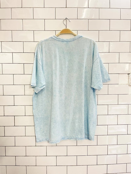 vintage gildan blue acid wash distressed tee - good market thrift store