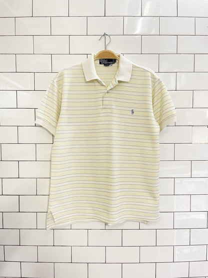 vintage 90s polo ralph lauren butter yellow stripe polo - good market thrift store