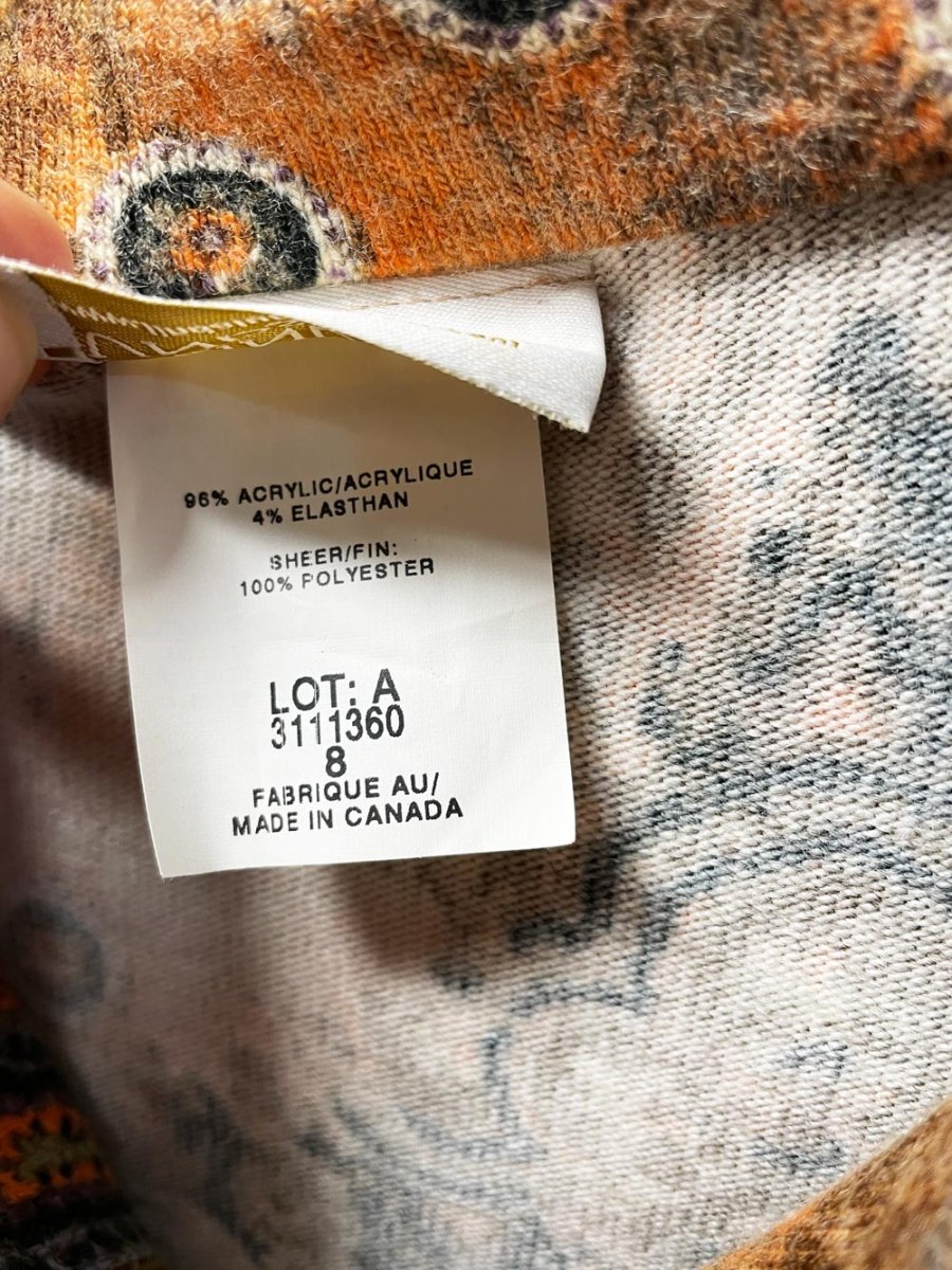 vintage linda lundstrom chiffon sleeve paisley knit 1/4 zip sweater - good market thrift store