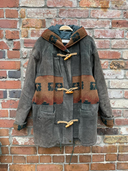 vintage michelle prett wool southwestern suede toggle coat