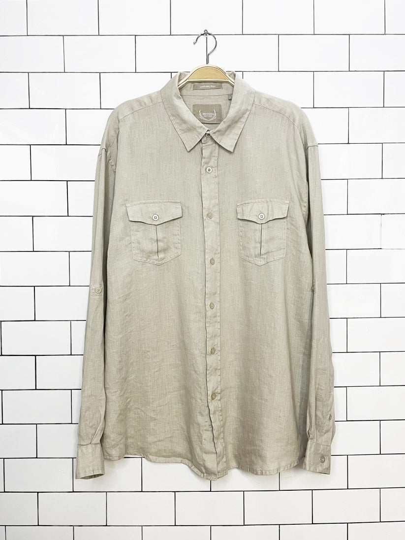 bruno new york 100% linen full button shirt