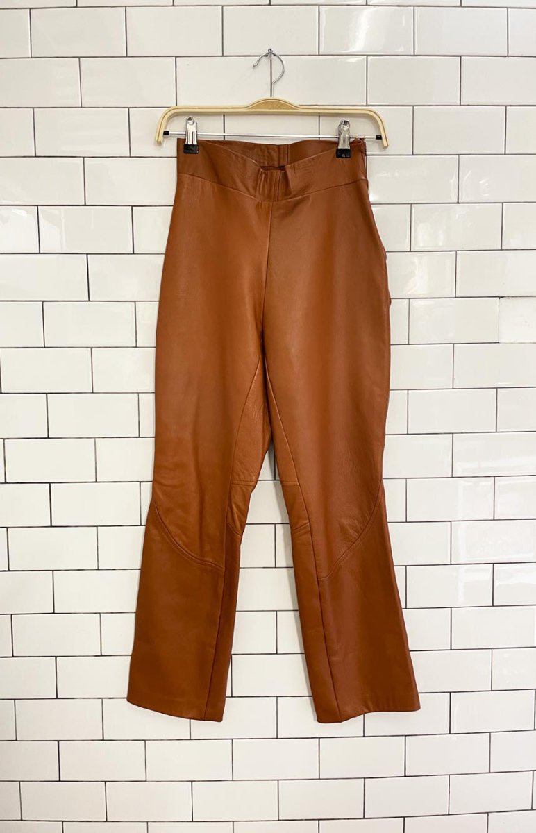 vintage high rise butter leather cognac pants - good market thrift store
