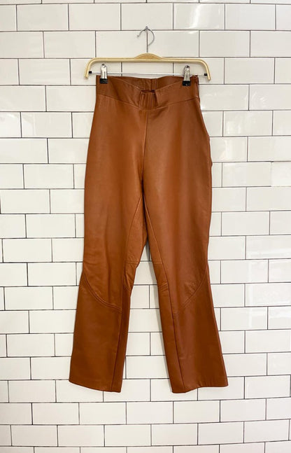 vintage high rise butter leather cognac pants - good market thrift store