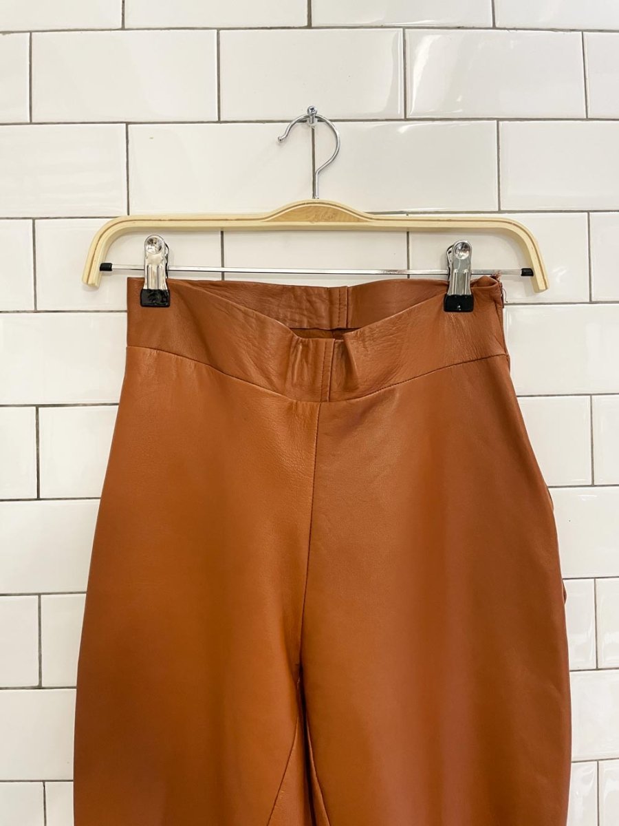 vintage high rise butter leather cognac pants - good market thrift store
