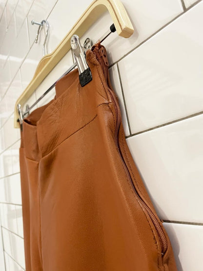 vintage high rise butter leather cognac pants - good market thrift store