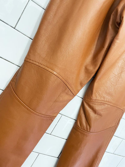 vintage high rise butter leather cognac pants - good market thrift store
