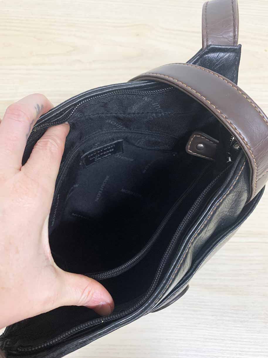 vintage 90s mouflan faux leather shoulder bag | made in canada