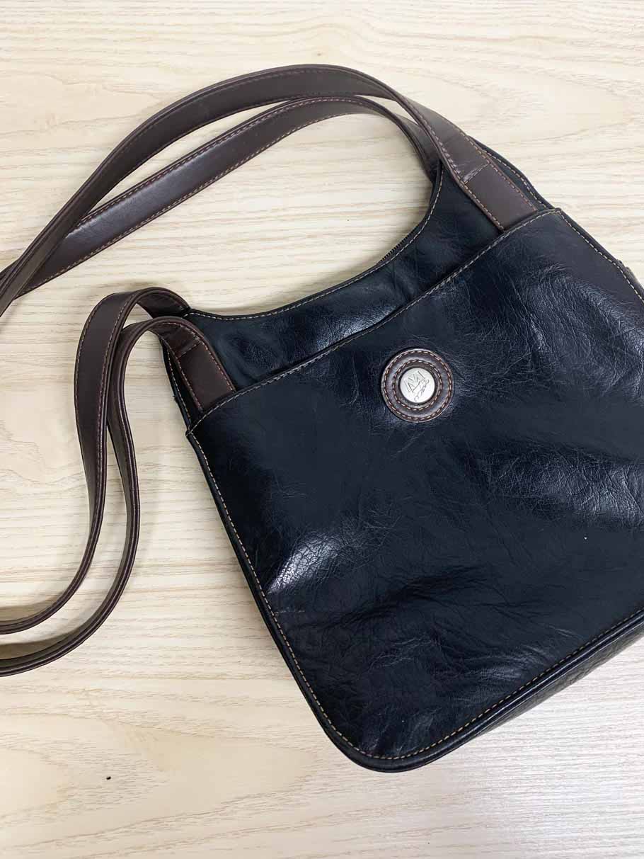 vintage 90s mouflan faux leather shoulder bag | made in canada
