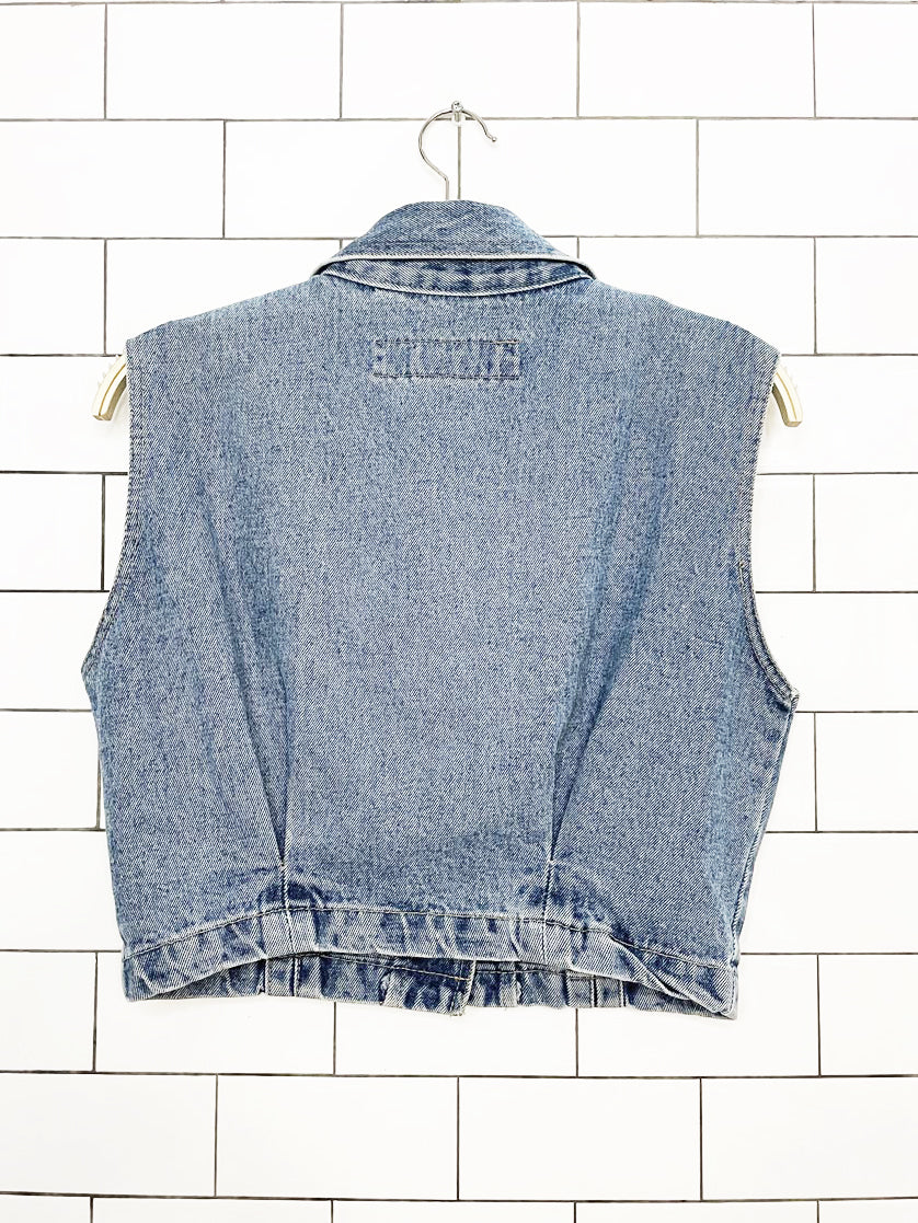 vintage 90s hollywood jeans cropped denim vest top
