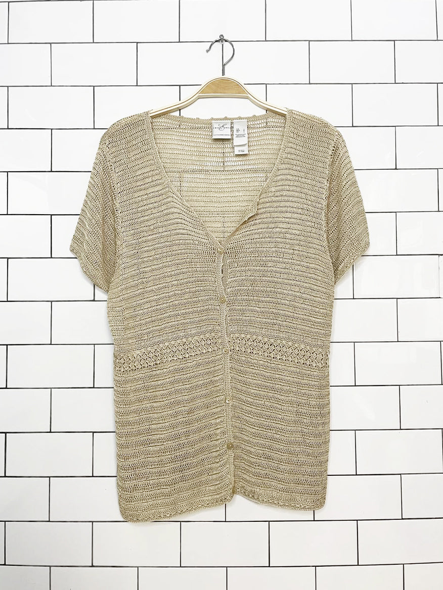 vintage 00s liz claiborne slinky knit full button shirt | emma & james