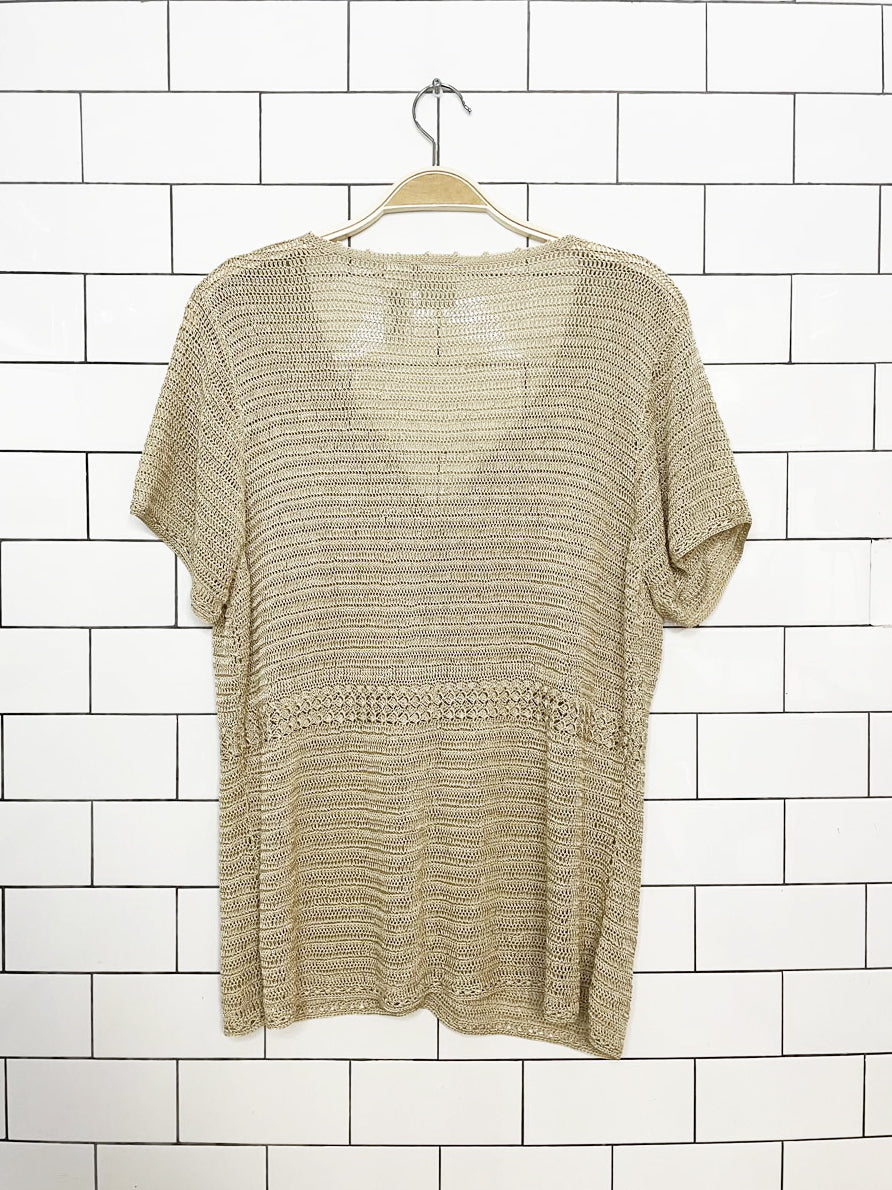 vintage 00s liz claiborne slinky knit full button shirt | emma & james