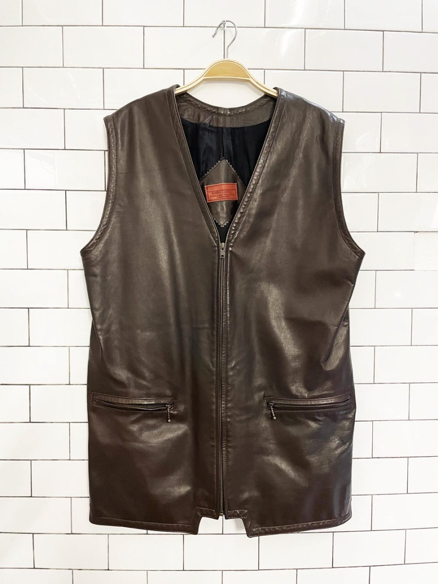 vintage karen gunna butter leather minimal zip vest | made in Canada - good market thrift store