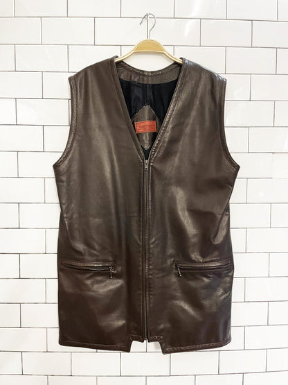 vintage karen gunna butter leather minimal zip vest | made in Canada - good market thrift store