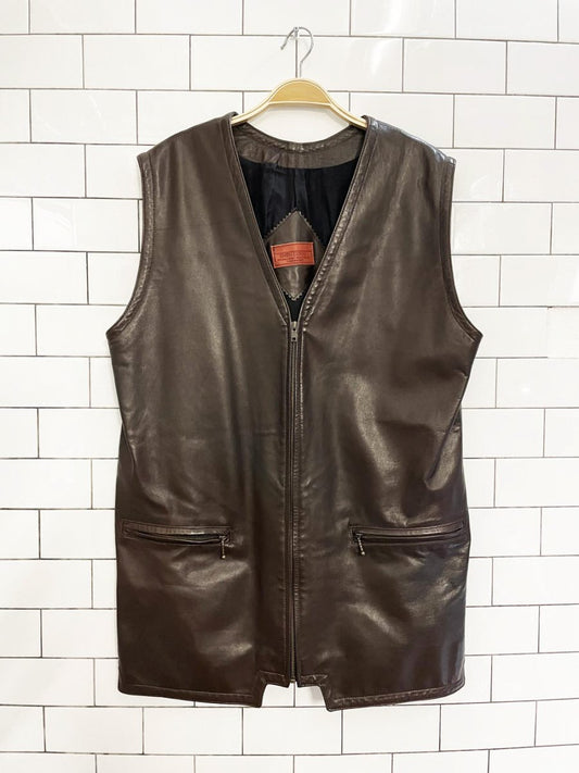 vintage karen gunna butter leather minimal zip vest | made in Canada - good market thrift store
