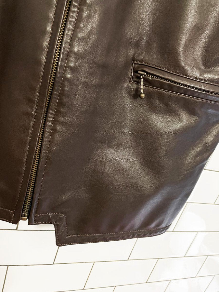 vintage karen gunna butter leather minimal zip vest | made in Canada - good market thrift store