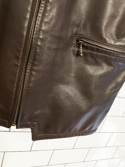 vintage karen gunna butter leather minimal zip vest | made in Canada - good market thrift store