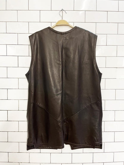 vintage karen gunna butter leather minimal zip vest | made in Canada - good market thrift store