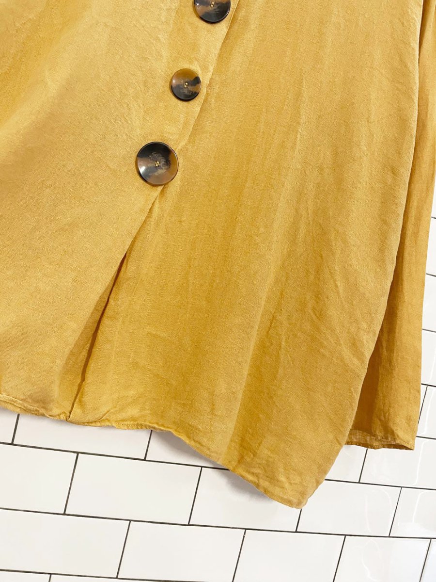 zara 100% linen big button pullover shirt - good market thrift store