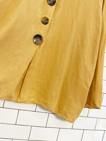 zara 100% linen big button pullover shirt - good market thrift store