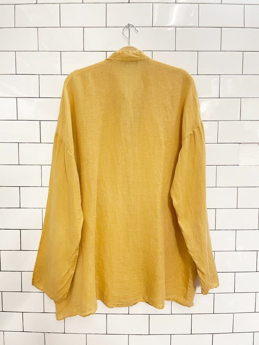 zara 100% linen big button pullover shirt - good market thrift store