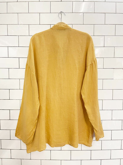 zara 100% linen big button pullover shirt - good market thrift store