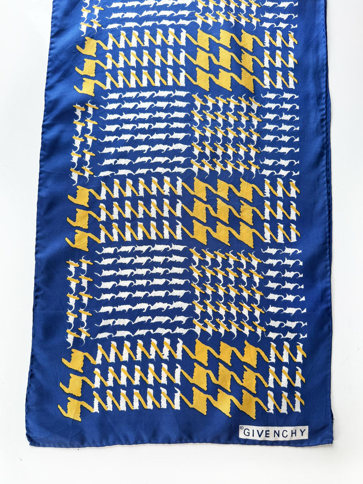 vintage givenchy 100% silk houndstooth long scarf | hand-rolled edge