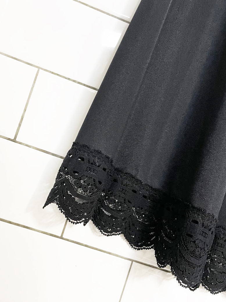 vintage olga secret hug sateen lace trim midi slip skirt