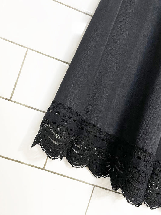 vintage olga secret hug sateen lace trim midi slip skirt